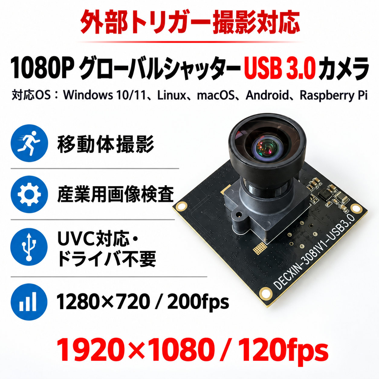 AR0234 USB3.0 グローバルシャッターカメラモジュール